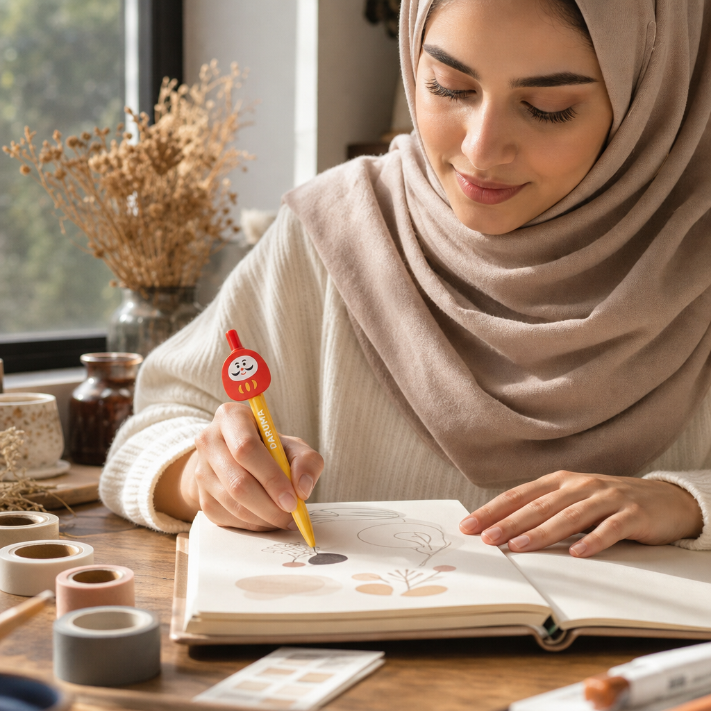 Kugelschreiber – Daruma Glücksbringer-Stift mit japanischem Design