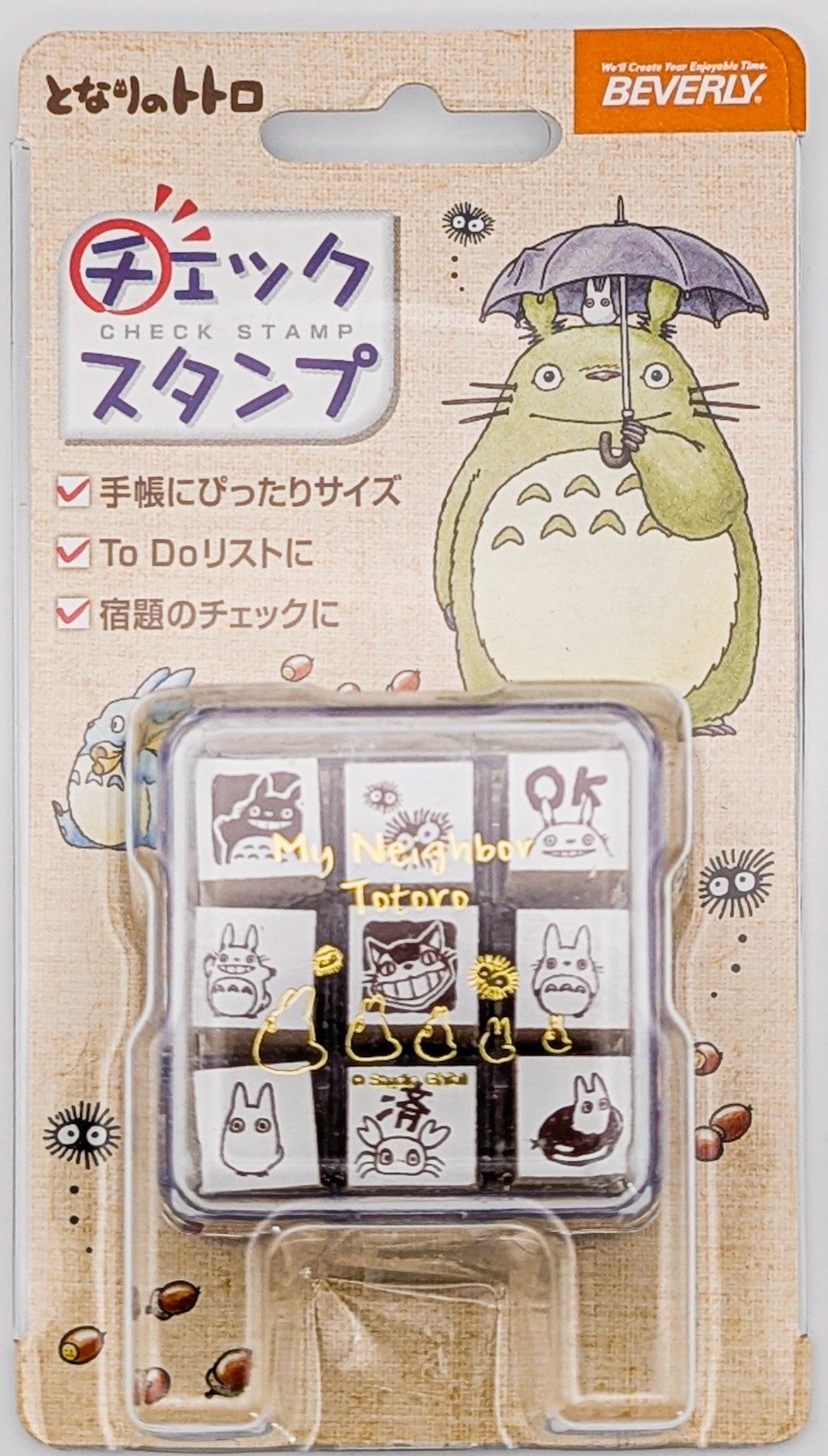 Studio Ghibli Stempelset – Mit original Totoro Motiven. | Totoro-Stempelset in durchsichtiger Box mit Etikett.